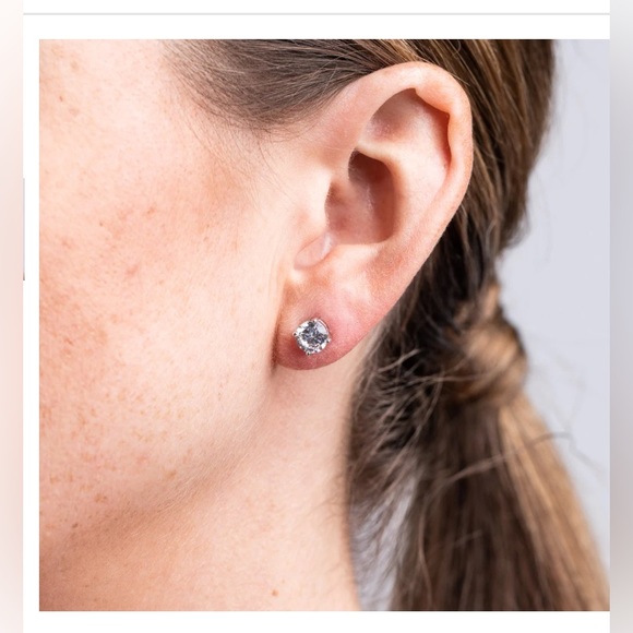 Kenneth Jay Lane CZ Round Stud Earrings| 2 c.tw - Picture 2 of 5